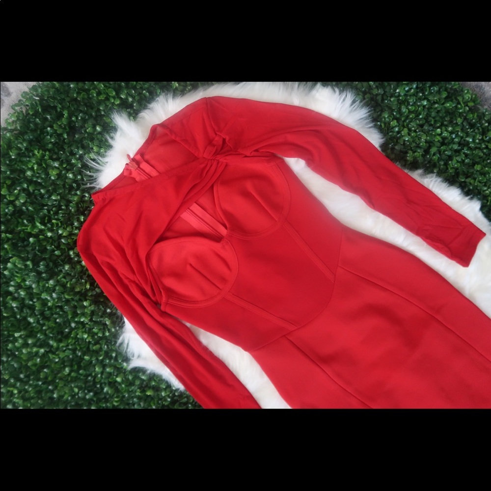 Beautiful and fitted Bandage dress sheer sleeves.